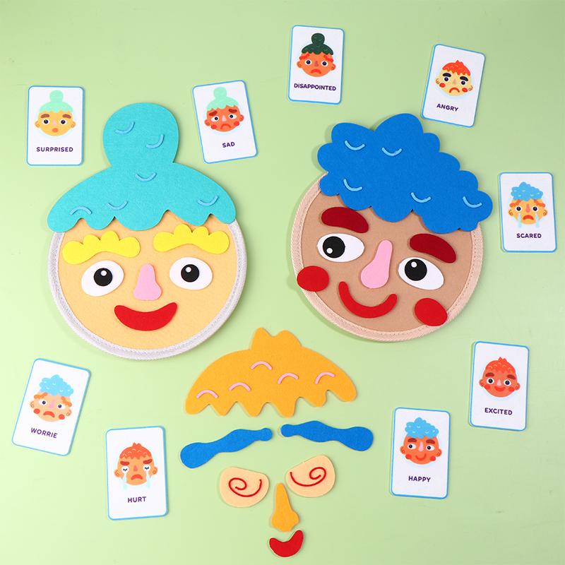 Montessori Facial Expression Game Diy Felt Expression Stickers Emotional Change Toy Toddlers Educational Toys Teaching Supplies