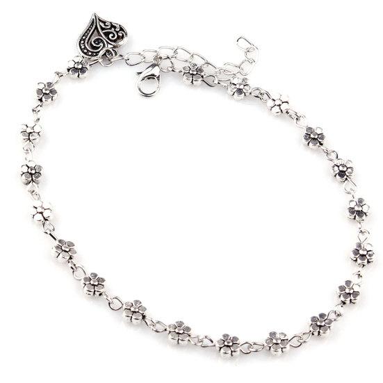 

Vintage Flower Hollow Heart Charm Anklet Women Sandals Barefoot Ankle Bracelet