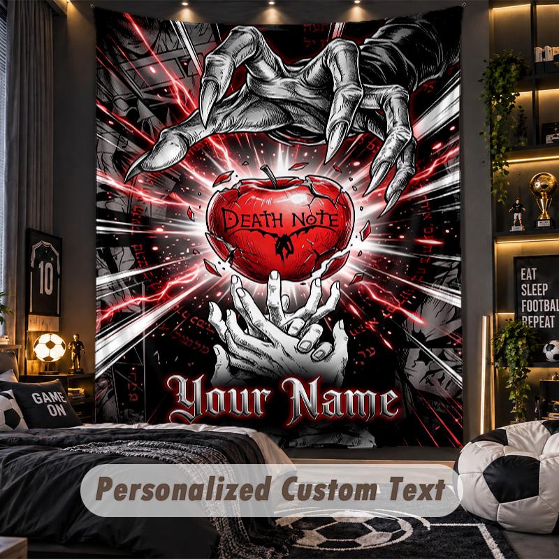 Personalized Wall Tapestry,Death Note Custom Printed Name, Fabric Wall Art For Indoor Room Backdrop