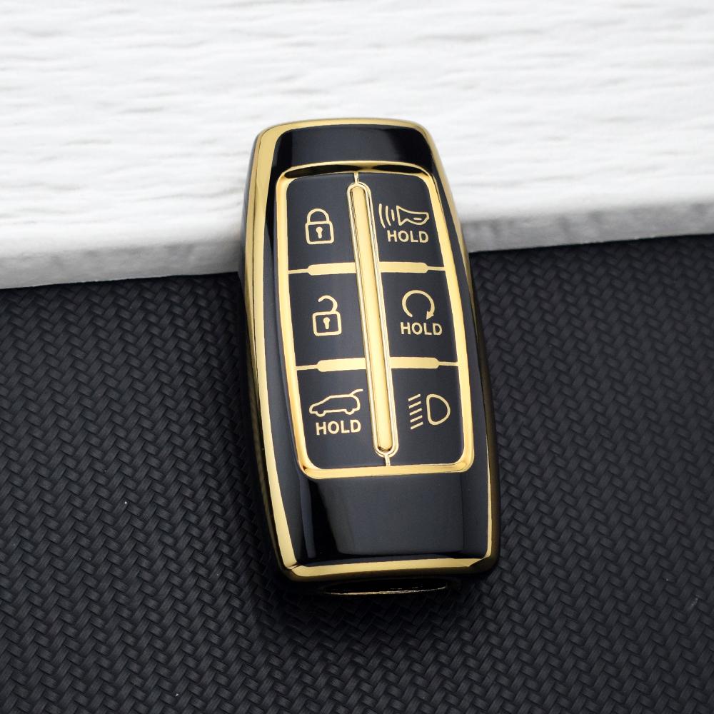

6 Button TPU Car Key Shell Holder Ring Protector Keychain Accessories for Hyundai Genesis GV70 GV80 GV90 2020-2022 Auto Key Case