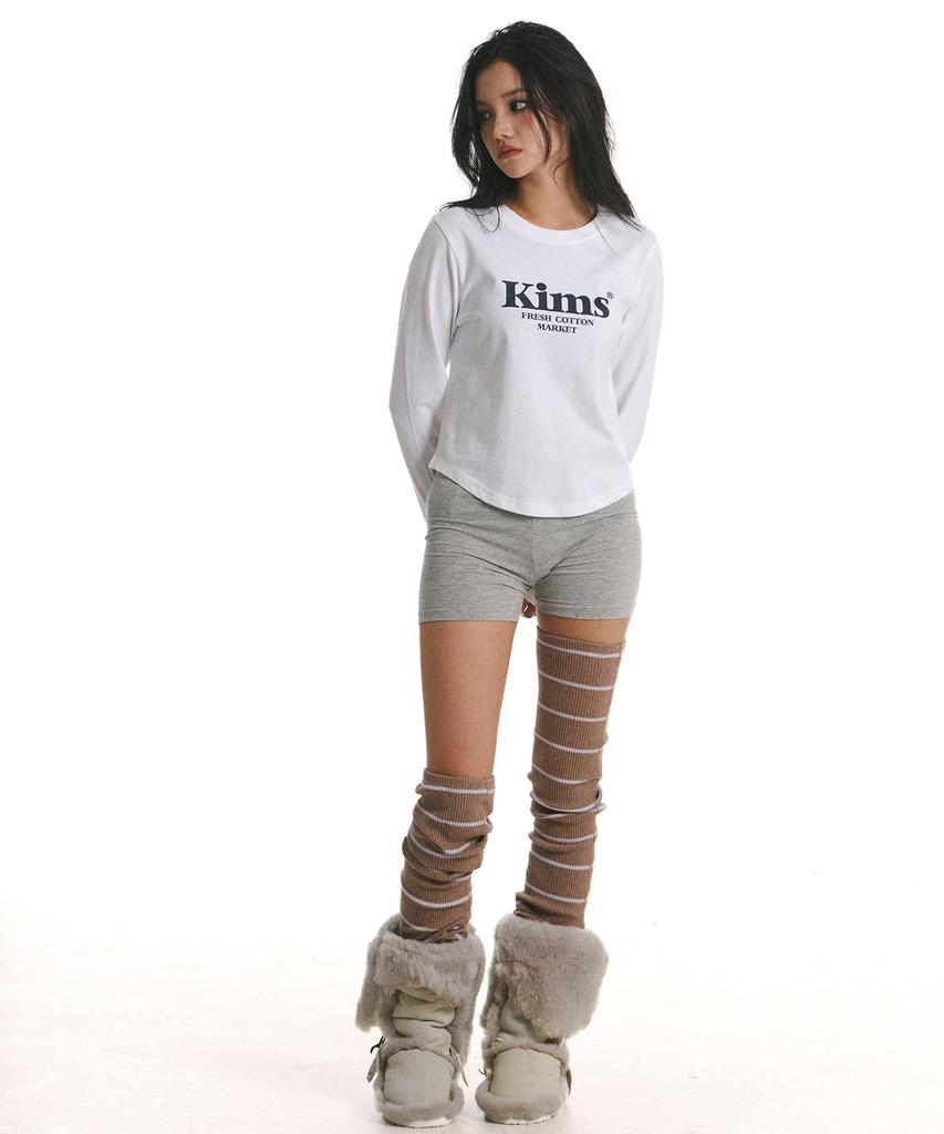 Kimseupeulesikoteunmakes Kims Bam Logo Ls Tee White