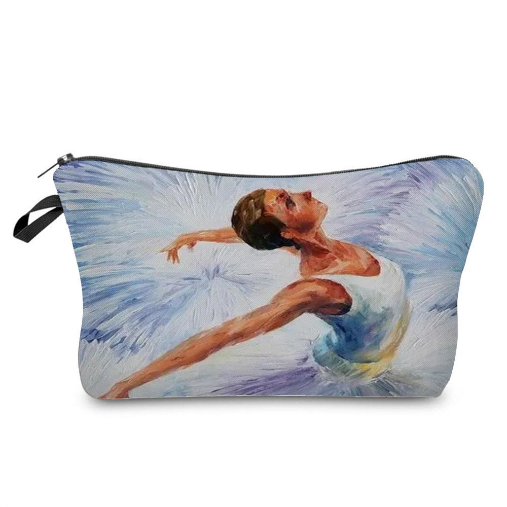 Ballet Art Girl Fashion Printed Cosmetic Bags Toiletries Organizer  School Daily Pencil CasesOutdoor Practical Makeup Bag Female