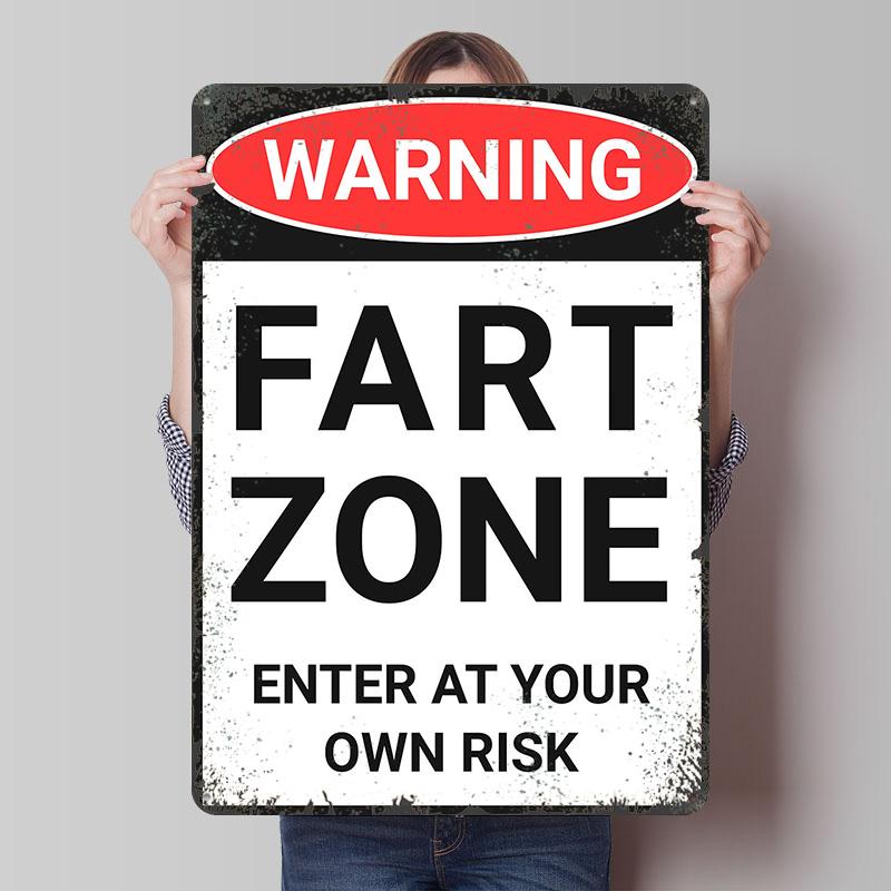 

Fart Zone Warning Sign Poster Customized Wall Art Vintage Metal Signs Retro Tin Plaque for Man Cave Bedroom Decoration Room Home 7.9x11.8In(20x30cm)