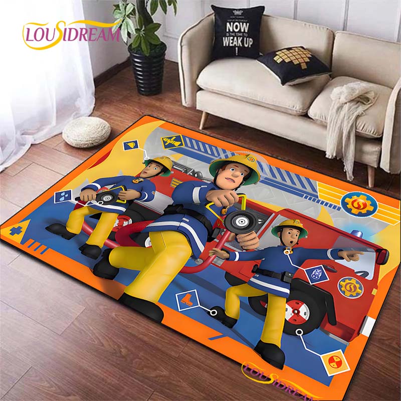 British Classic Animated Fireman Sam Carpet for Living Room Bedroom Area Rugs Kitchen Door Kids un-slip floor Mats birthday gift