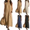 Women Sleeveless Loose Fit Linen Cotton Dress with Pockets Casual Long Summer Dress Lightweight Comfortable