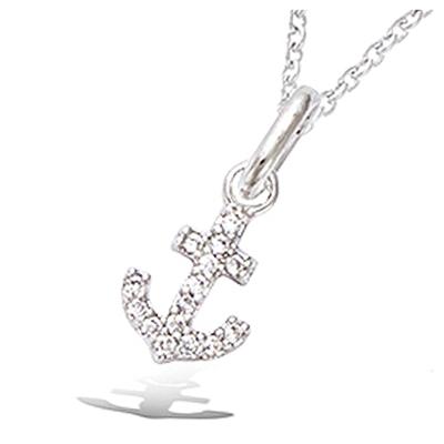 [P8026] - Silver Pendant 'Marine Anchor' Silver White (rhodium-plated) - 8x7 Mm