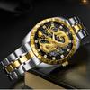 WLISTH Fashion Gold Dragon Watch Men Luxury Stainless Steel Business Casual Quartz Wristatch Date Male Wristwatch