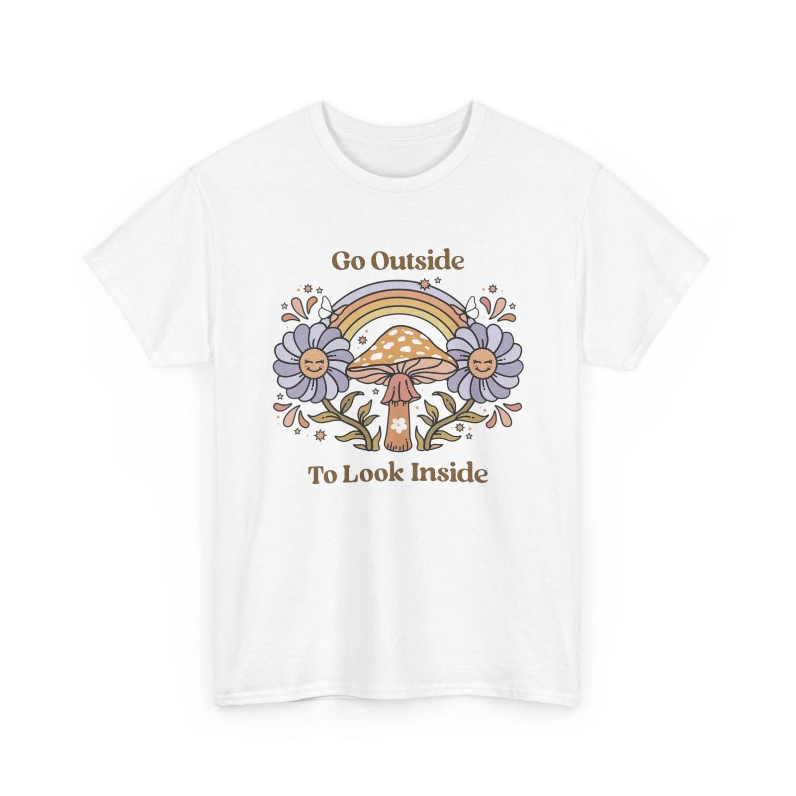 Go Outside To Look Inside Graphic T Shirt Unisex Heavy Cotton Tee L