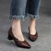 Johnature Scarpe con tacco alto a punta stile etnico Scarpe da donna con décolleté poco profonde in vera pelle retrò versatili