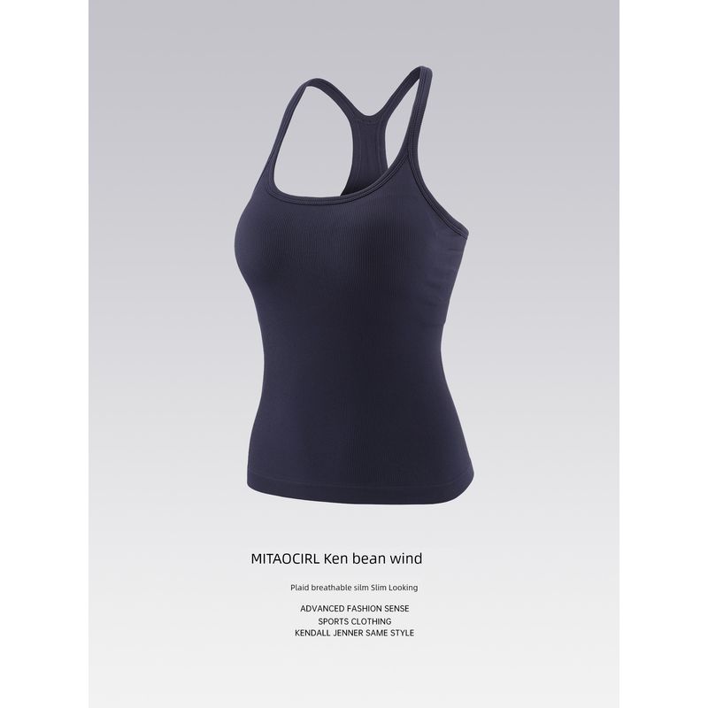 

Mitaogirl Kendall Sports Top Women Running Workout Clothes Slim fit Yoga Underwear Belt Chest Pad Quick-Drying Vest