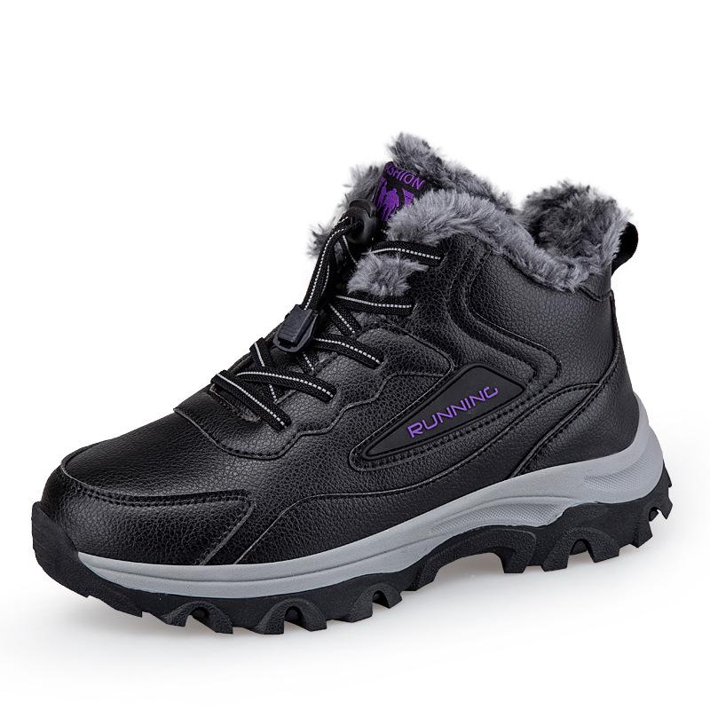 

Мужские зимние высокие кожаные ботинки для ходьбы — утепленные и теплые для использования на открытом воздухе 41 чёрный/фиолетовый