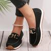 Foreign Trade Large Size Buckle Low Top Round Head Casual Single Shoes Women's Shallow Mouth Soft Sole Flat Heel Foot Lazy Loafers Wish