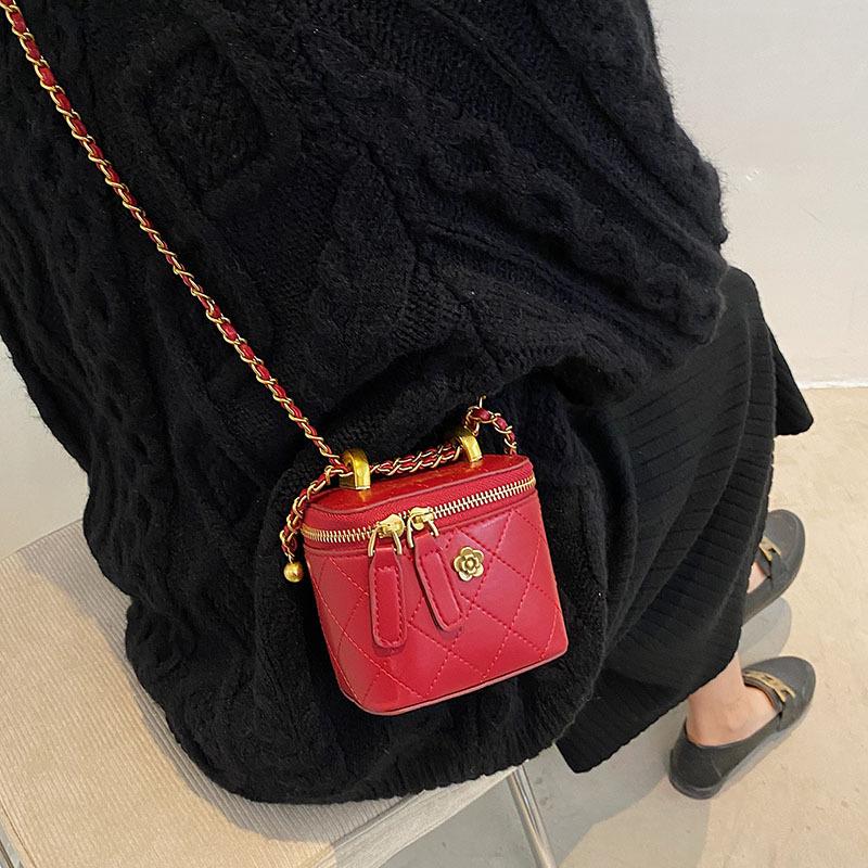 Tas dames 2026 nieuwe niche mode diamanten ketting lippenstift kleine vierkante tas gevoel éénschouder crossbody tas