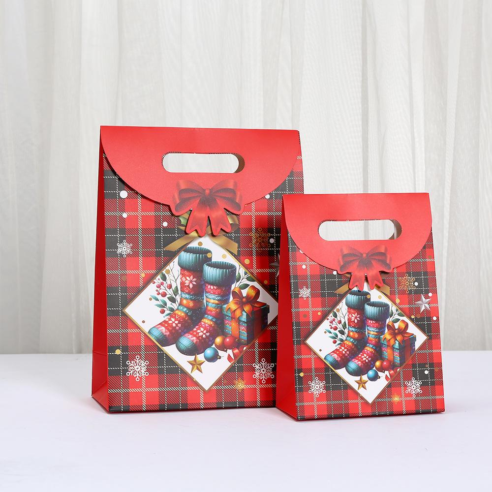 12pcs Christmas Gift Paper Tote Reusable Bags for Holiday Xmas Party Favors Candy Packaging and Festive Wrapping
