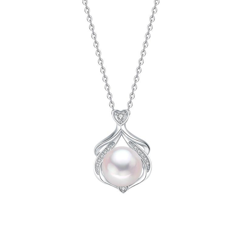S925 Sterling Silver Heart Necklace with Freshwater Pearl Pendant - Fashionable Luxury for Women, Perfect for Qixi Festival.