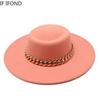 Nowy brytyjski Retro jesienno-zimowy w kształcie pierścienia płaski filcowy kapelusz Fedoras duży okap kobiety ślub kościół jazzowe kapelusze melonik
