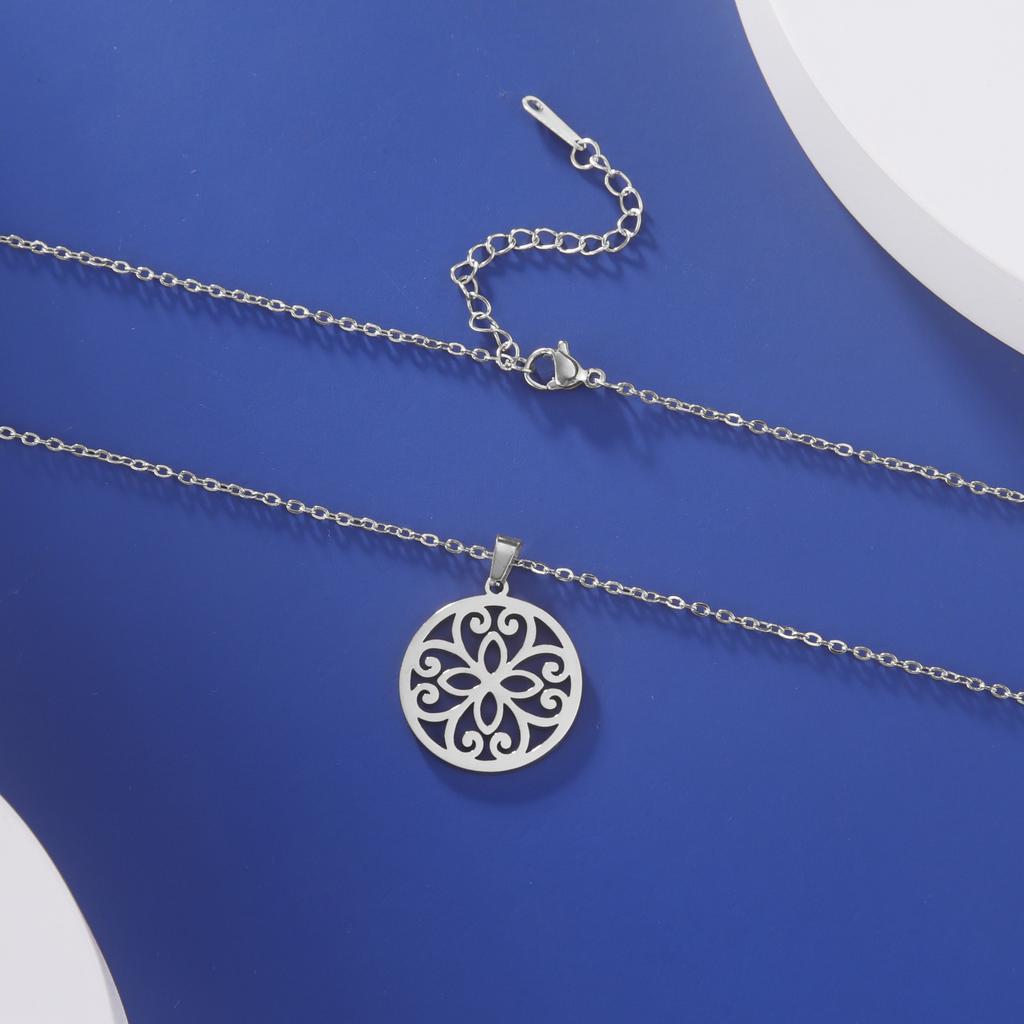Cazador Stainless Steel Mandala Flower of Life Pendant Necklace for Women Gift  Lotus Neck Chain Amulet Jewelry Wholesale