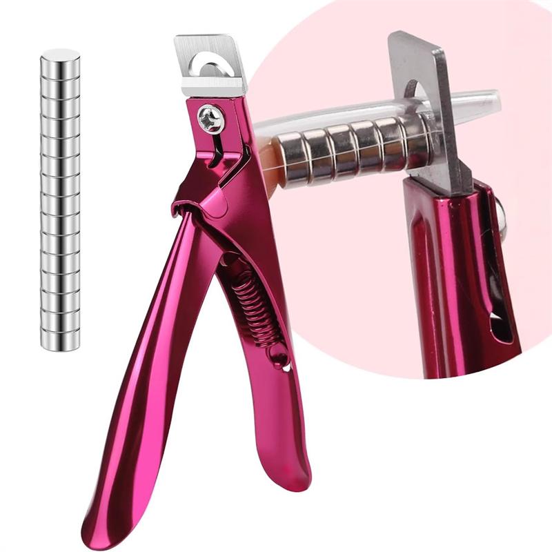 Professional Nail Clipper U Shape Stainless Steel Trimming Straight Cutter With 10Pcs Magnet Nail Art Trimmer Kit Manicure Salon