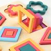 Wooden Geometry Puzzle Board Game Preschool Color Learning Geometric Shape Matching Puzzle Toddlers Boys Girls Educational Puzzle Toy