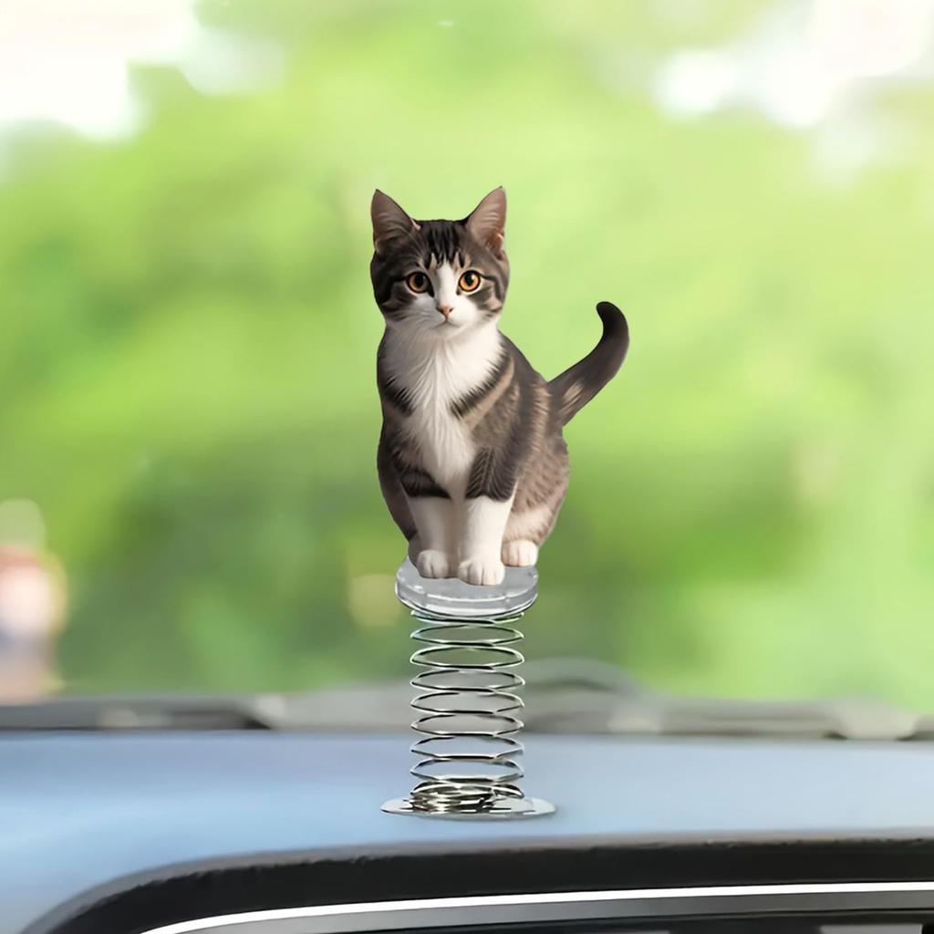 Uroczy Akcesorium do Samochodu na Deskę Rozdzielczą - Ozdoba w Kształcie Główki Kota 2D, Figurka na Deskę Rozdzielczą Biurko, Idealna do