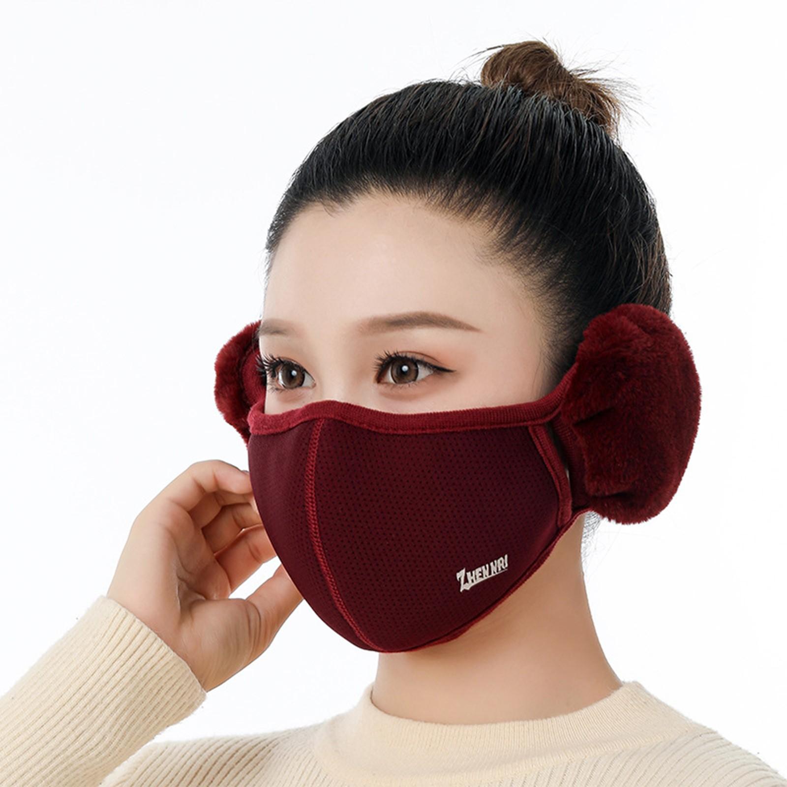 

Зимний теплый респиратор, морозостойкий и антифриз, защитная маска для рта и ушей для верховой езды на открытом воздухе One Size винный