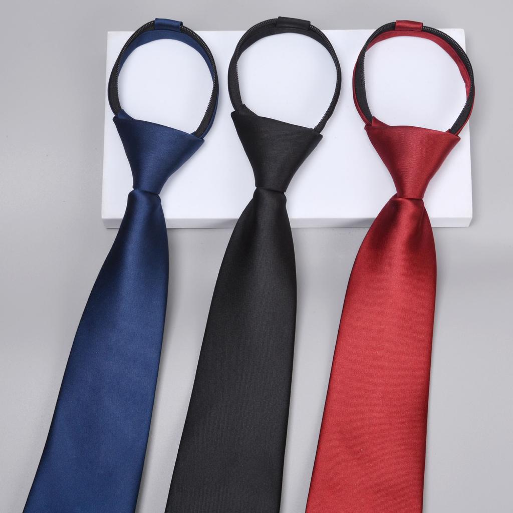 Krawatte Herren Reißverschluss Knotenfrei Klassisch Blau Schwarz Burgunder Einfarbig Gestreift Anzug Kleid Kragen
