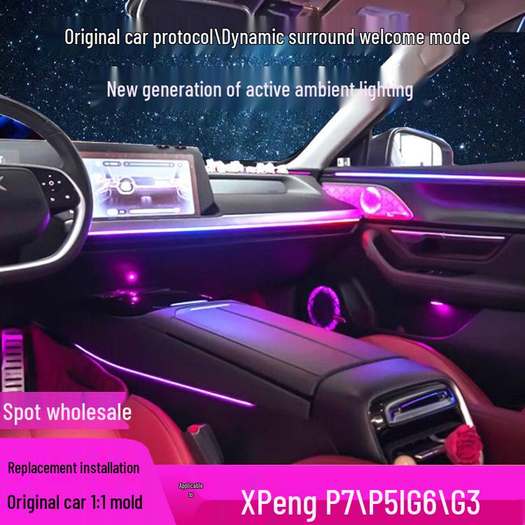 Dynamic Colorful Ambient Lights for Xiaopeng P5/P7/G3/G6 Interiors (Mona03 Model)