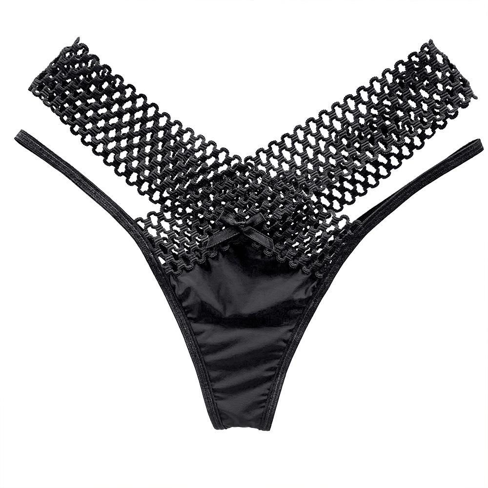 Women's European & American Cross-Strap Ice Silk Seamless See-Through Temptation Panties
