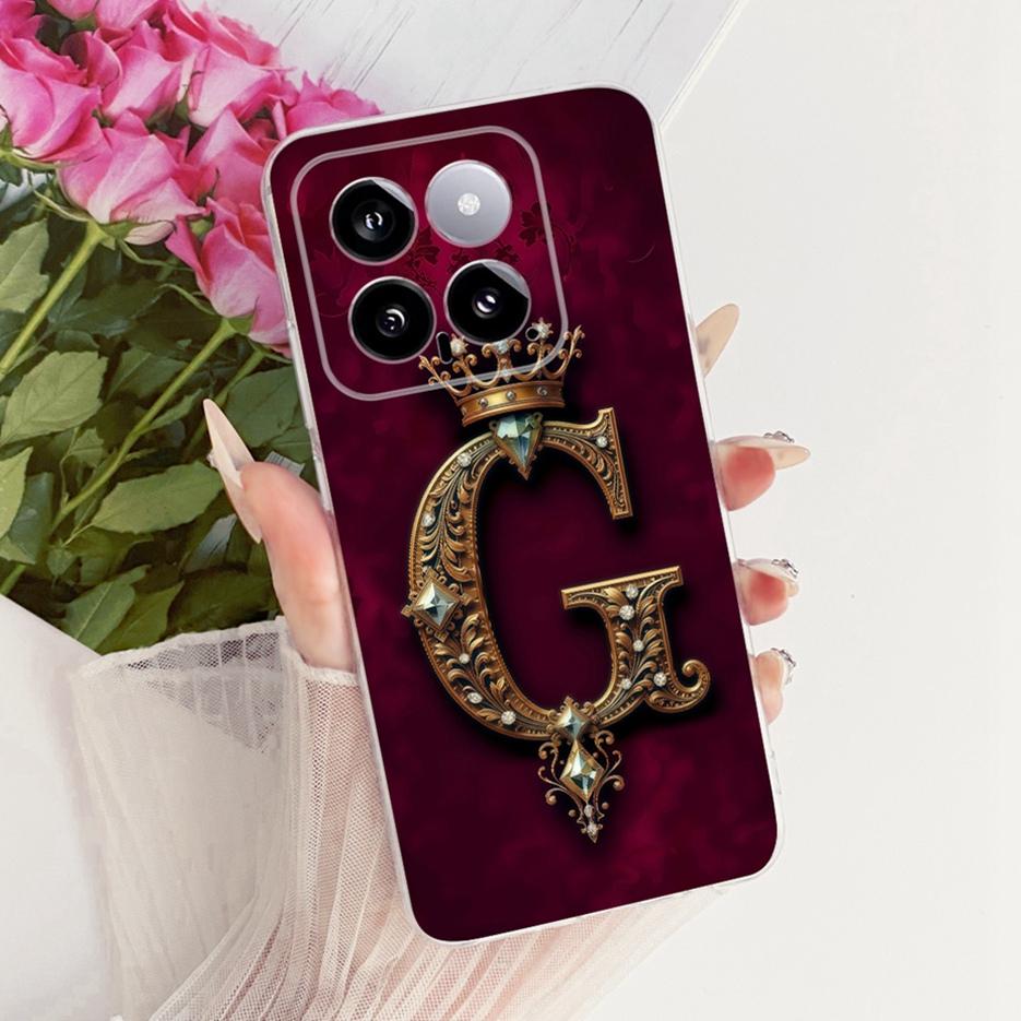 For Xiaomi Mi 14 Pro Case Cute Crown Letters Cover Clear Silicone Soft Slim Phone Case For Xiaomi 14 Pro Mi14 Pro 5G Fundas Bags