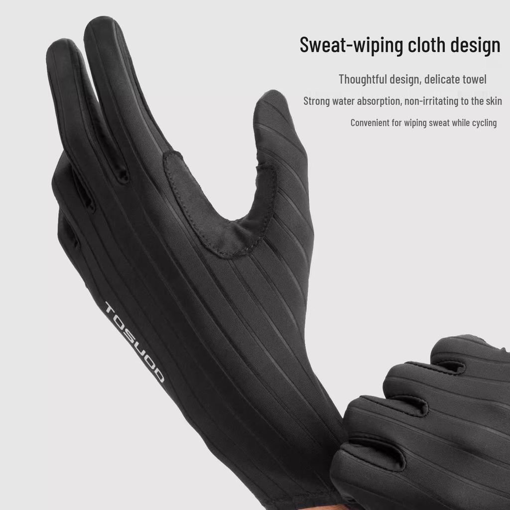 TOSUOD Herrcykelhandskar med hel fingrar: Andningsbar, Stötdämpande, Vindtät, Halkfri för Vår & Höst.