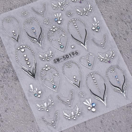 Rhinestone Nail Art Stickers Self-adhesive 5D Embossed Women Manicure Decoration Decals DIY Home Nail Salon Accessories