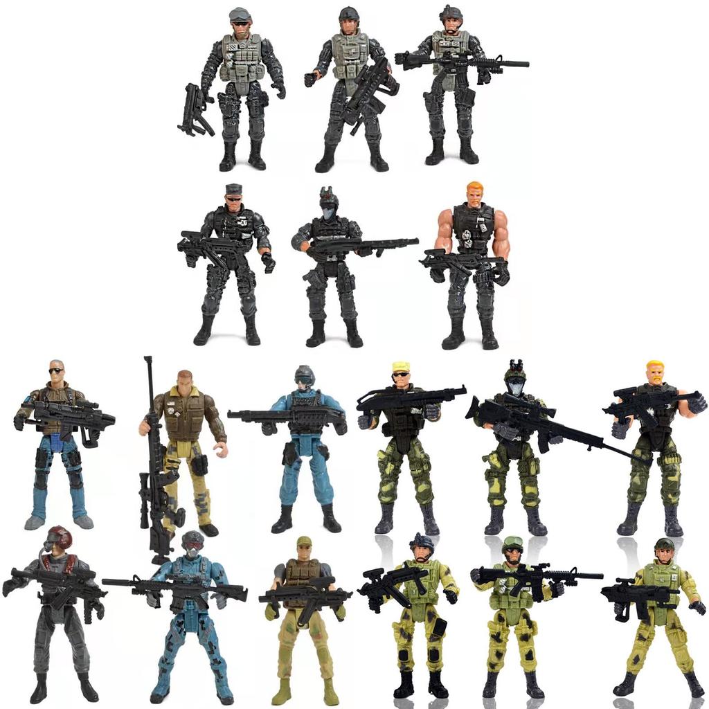 Set di Figure Militari con Soldati di Polizia Articolati e Armi per Collezionisti