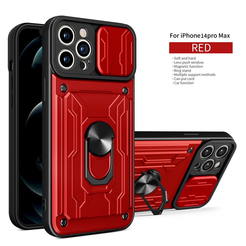 Suitable for IPhone17Pro Max Lijia Window Push Mobile Phone Case Apple 12 Magnetic Ring Anti-drop Protective Case