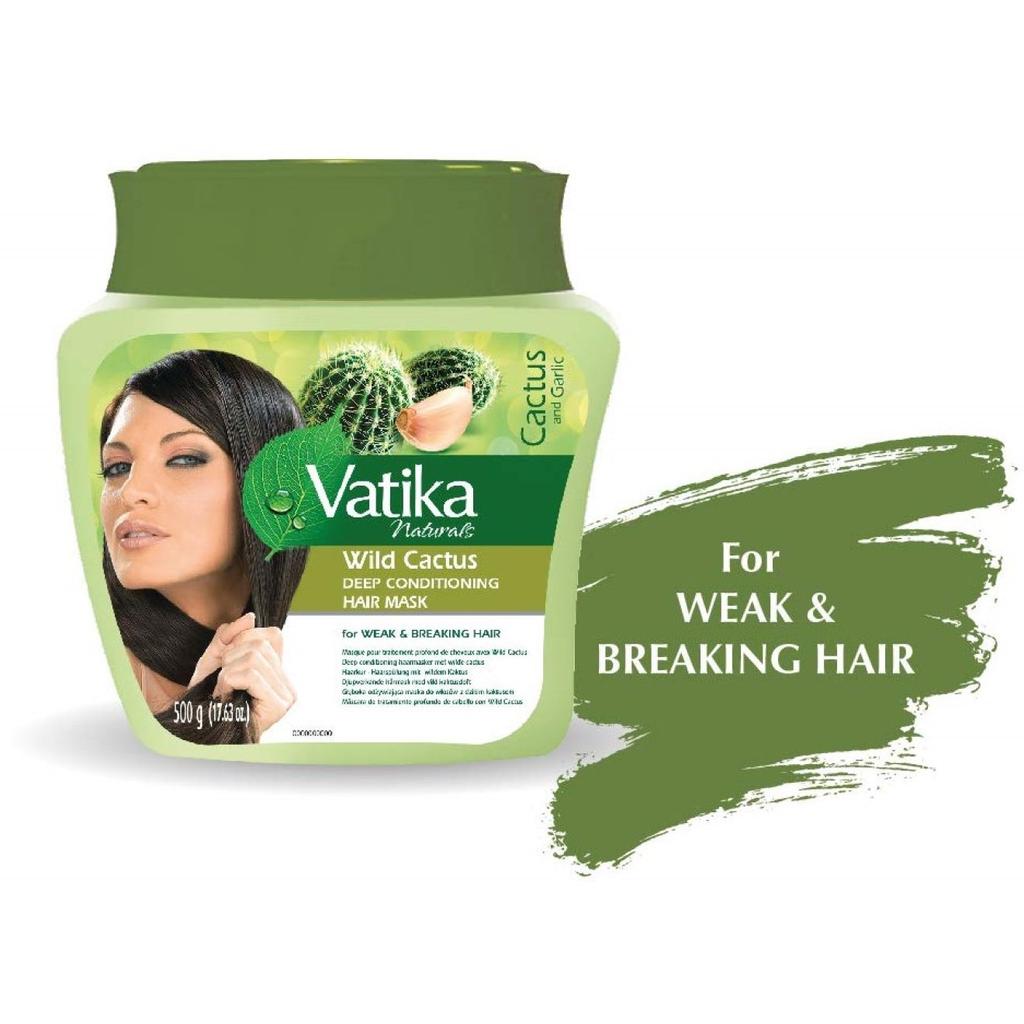 Masque capillaire multivitaminé à l'huile chaude Vatika Wild Cactus - Antichute (Kaktus-Haarkur gegen schwaches & brechendes Haar) 500g