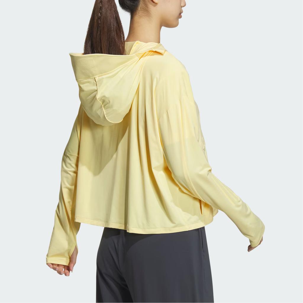 Adidas Minimalist Solid Color Logo Sports Casual Hooded Jacket Women Jackets Yellow JI7598