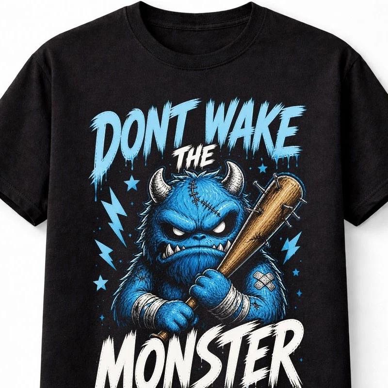 Dont Wake The Monster Funny Angry Creature Horror Cartoon Unisex TShirt S