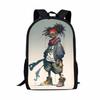 Hot Punk Style Black Backpack for Men and Kids Large Capacity Oxford Cloth Casual School Bag with Character Print Pattern