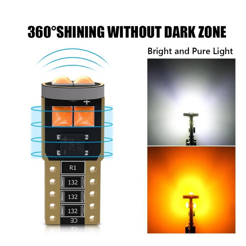 10PCS T10 W5W LED Bulbs 6 LED Chips 12V for Car License Plate Light Interior Dome Lights Reading Lamp 6000K White