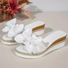 Summer New Fashionable Bow Thick Bottom Slippers with Hemp Rope and Pine Cake Bottom Large Beach Slippers