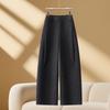Women's 2025 High-Waist Pleated Wool Scimitar Pants: Autumn/Winter Wide-Leg, Plus Velvet, Warm, Casual, Banana Pants.