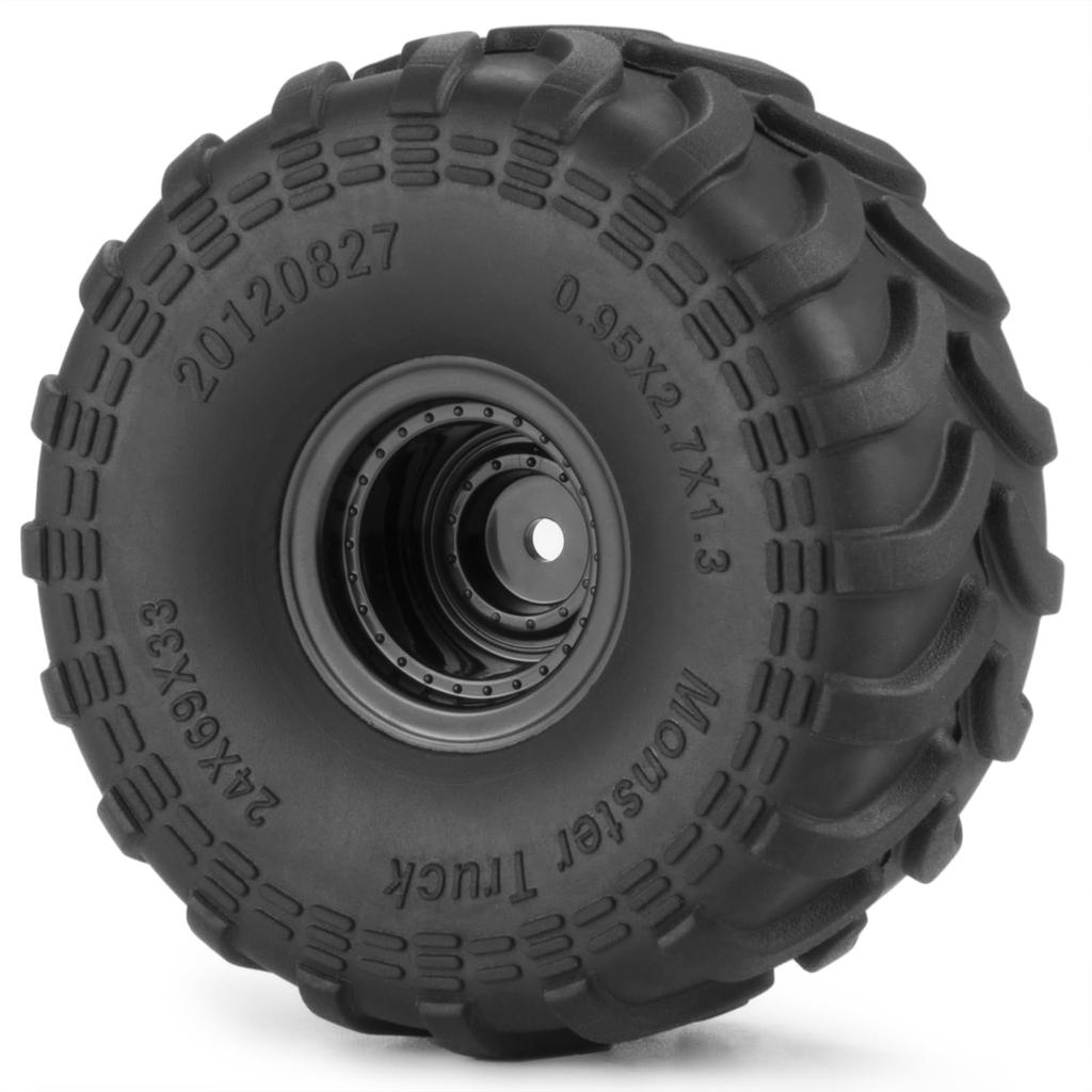 TRZX 4pcs Rubber RC Car Tires & Wheel Rims for 1/24 Scale Axial SCX24 RC Crawler Car Accessories