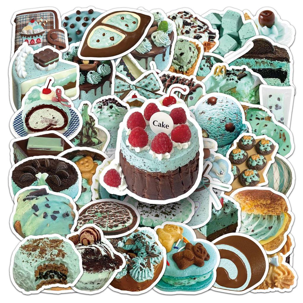 Exquisite Thin Cartoon Cake & Dessert Graffiti Stickers - 50 Sheets for Tablet, Water Bottle, or Desktop Decoration