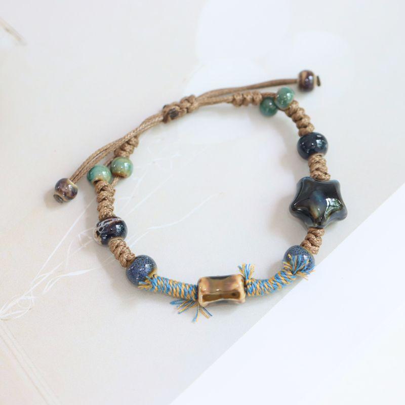 

Ючжи Буци Новый китайский стиль Национальный стиль Цзиндэчжэнь керамический браслет Красочная богемная плетеная Анканг несущий ремешок 455 Colored rope No. 13