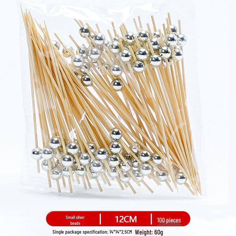 12CM Bamboo Pearl Skewers: Creative Cocktail and Fruit Plate Decor Toothpicks
