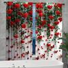 2 Stück Vorhänge mit rosenrotem Druck, Stangentaschenvorhänge 42*84, Schlafzimmer und Wohnzimmer, Heimdekoration, Raumdekoration
