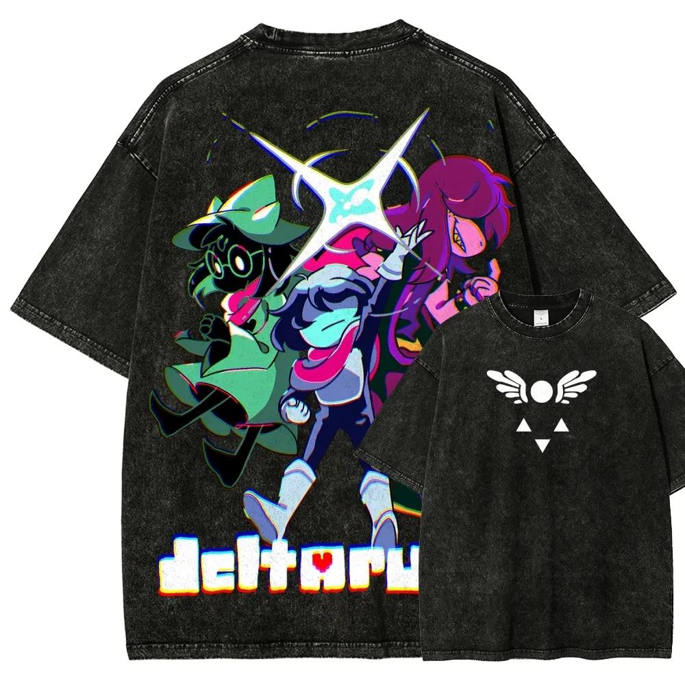 

Ролевые игры Deltarune Кри Сьюзи Ральсей Темный мир Графический принт Футболки Мужские Женские Винтажные Стиранный Хлопок Топы S