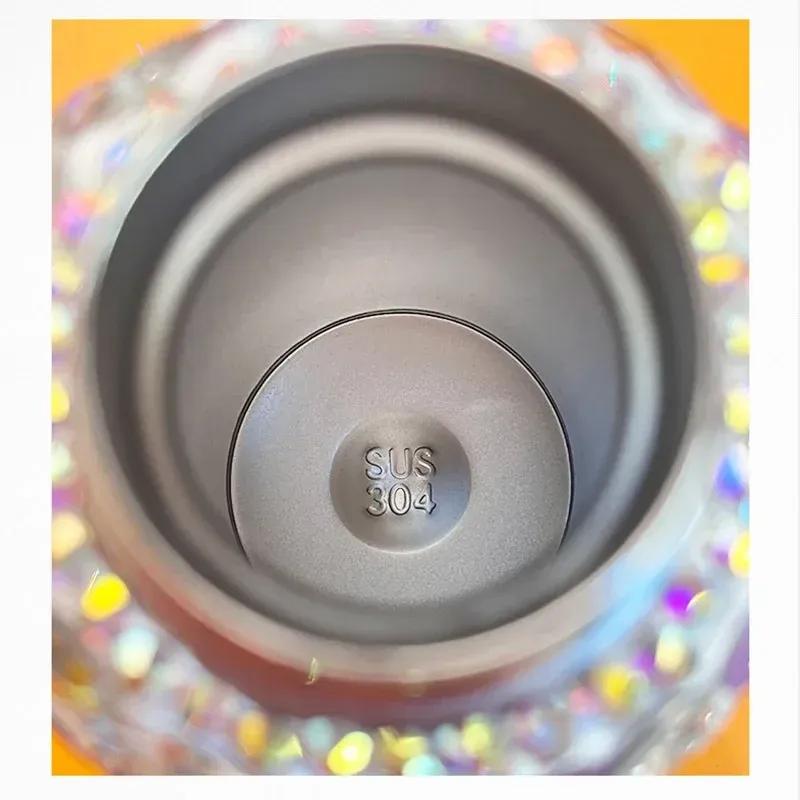 Diamond Thermos Bottle Rhinestone Insulated Pocket Cup Mug Double Wall Vacuum Stainless Steel Water Bottle