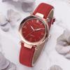 Elegancki Zegarek Damski Kwarcowy z Paskiem ze Skóry PU i Okrągłą Tarczą ze Stopu(Czerwony)