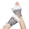 Thicken Warm Fingerless Mittens Suede Wrist Warmers Y2K Leopard Print Gloves  Women