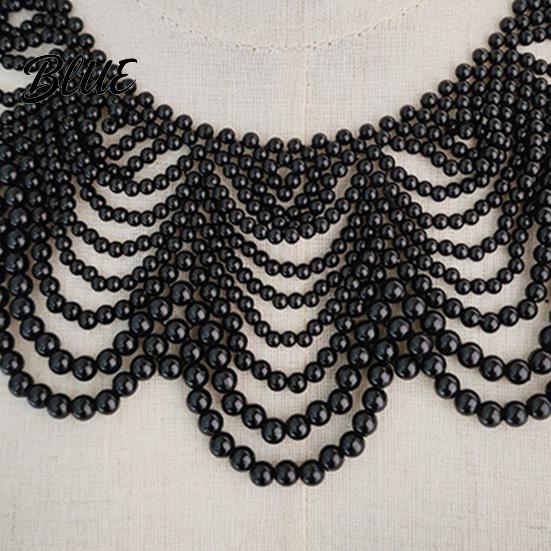 Stylish Statement Piece Faux Pearl Bib Necklace Hollow Design Choker